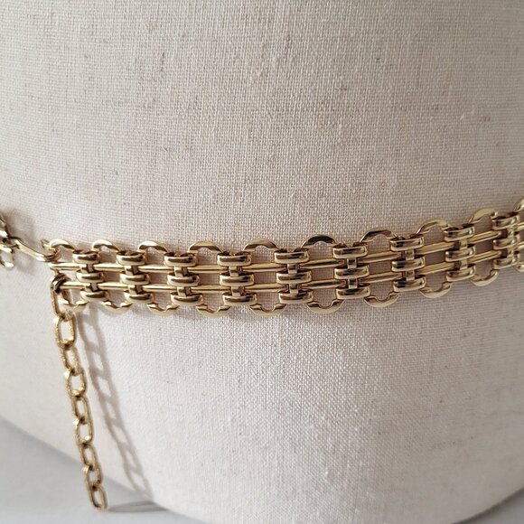 Vintage Gold Tone Chain Link Belt Hook Clasp 33" x 7/8" width - Picture 3 of 11
